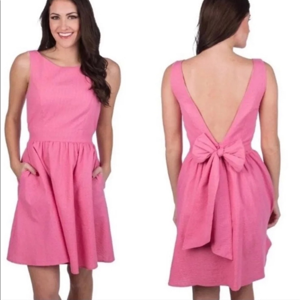 NWOT - Lauren James Emerson Seersucker BARBIECORE Dress - Size Large